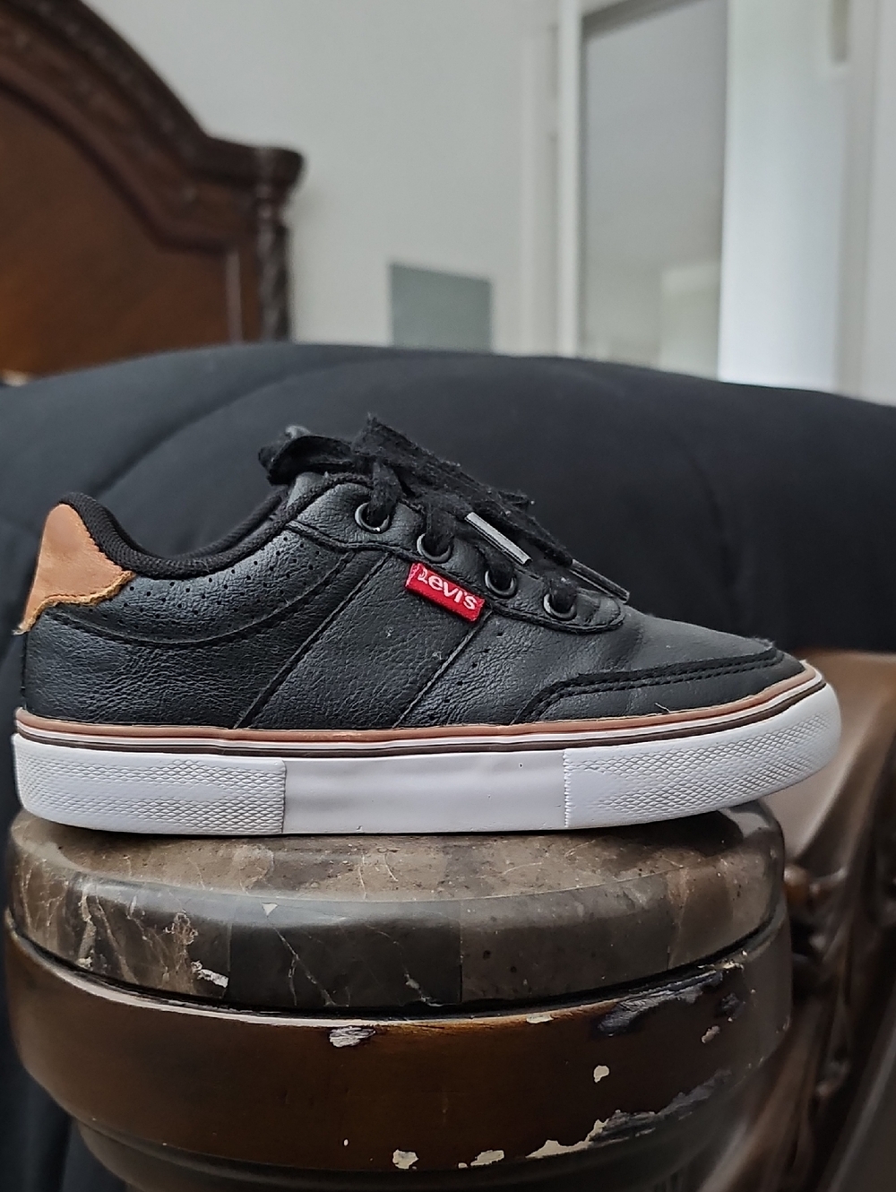 Levi's Black Sneakers with Tan Heel Accent